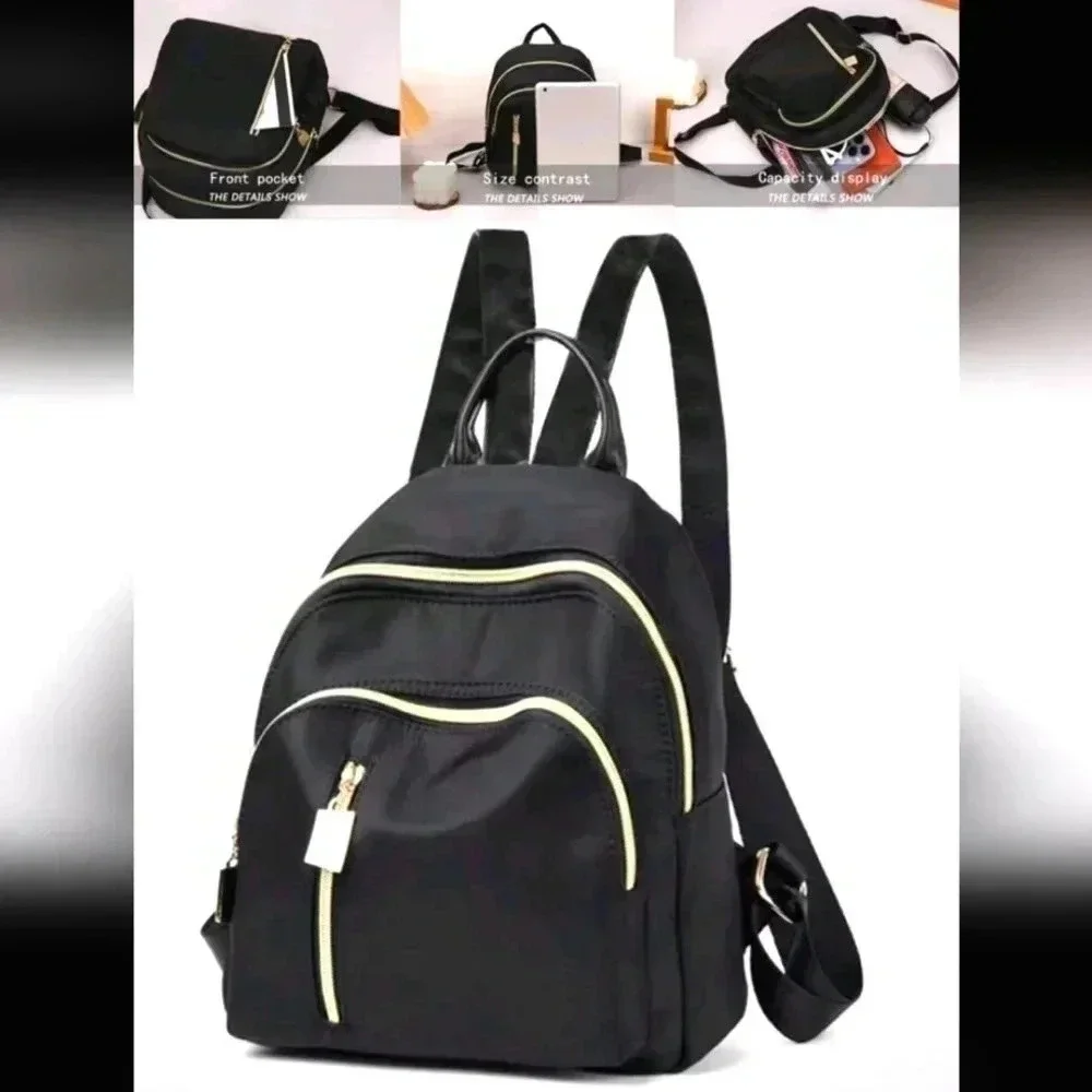 Gold black zipper handbag purse satchel backpack women's bag unisex crew men's f